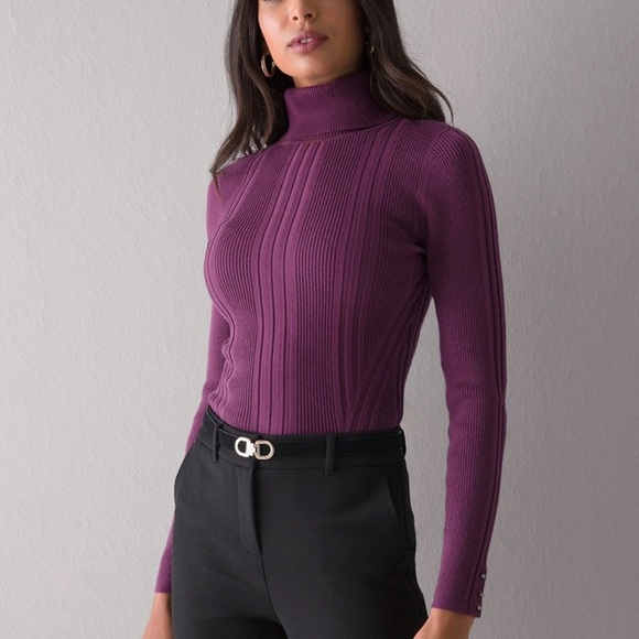 Ribbed Turtleneck in Empire Plum - Picture 3 of 6